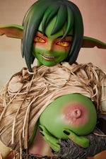 Load image into Gallery viewer, 120cm Goblin Sex Doll Barza, Green Skin Shortstack Goblin Hentai Figure