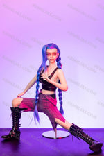 Load image into Gallery viewer, 76cm Mini Sex Doll Jinx (Smirk Face), Blue Hair LoL Maniac Sex Doll