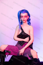 Load image into Gallery viewer, 76cm Mini Sex Doll Jinx (Smirk Face), Blue Hair LoL Maniac Sex Doll