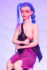 Load image into Gallery viewer, 76cm Mini Sex Doll Jinx (Smirk Face), Blue Hair LoL Maniac Sex Doll