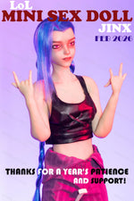 Load image into Gallery viewer, 76cm Mini Sex Doll Jinx (Smirk Face), Blue Hair LoL Maniac Sex Doll