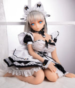 Load image into Gallery viewer, Mini 65cm realistic sex doll, white hair petite maid girl Gwendoline sitting on the bed
