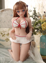Load image into Gallery viewer, Mini realistic 65cm sex doll, anime cute petite sex doll Mina holding her mini skirt