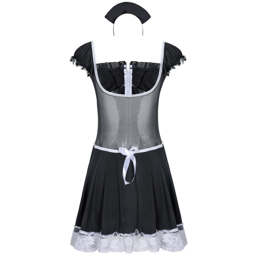 Sexy French Maid Costume Cosplay Lace Arpon Outfit With Headgear And