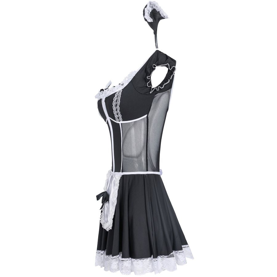 Sexy French Maid Costume Cosplay Lace Arpon Outfit With Headgear And