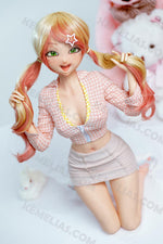 Load image into Gallery viewer, 85cm anime mini sex doll Pixie waving her twintails, with a lewd hentai smile