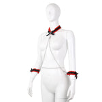 Load image into Gallery viewer, Black and Red Butterfly Neck Collar and Wrist Cuffs with Chain