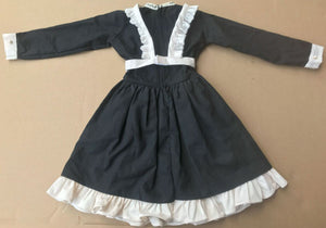 1/3 scale black maid costume for anime figures and 65cm dolls, with beautiful flower decor apron, back image
