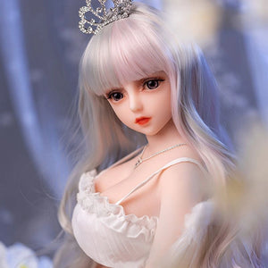 65cm Anime mini sex doll, white hair little princess Elizabeth's profile face