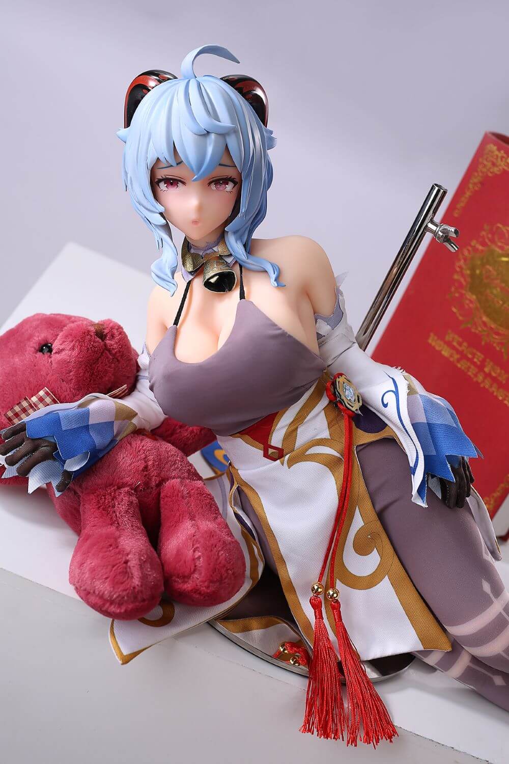 65cm Ganyu Sex Doll, Ahegao Sex Doll, Impact Hentai Cast Off Figure, shy blush face lying on ground