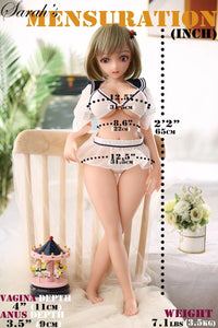 65cm Teen petite sex doll, anime bob hair schoolgirl Sarah's dimension and mensuration