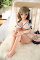 65cm Teen petite sex doll, anime bob hair schoolgirl Sarah is sitting on a chair