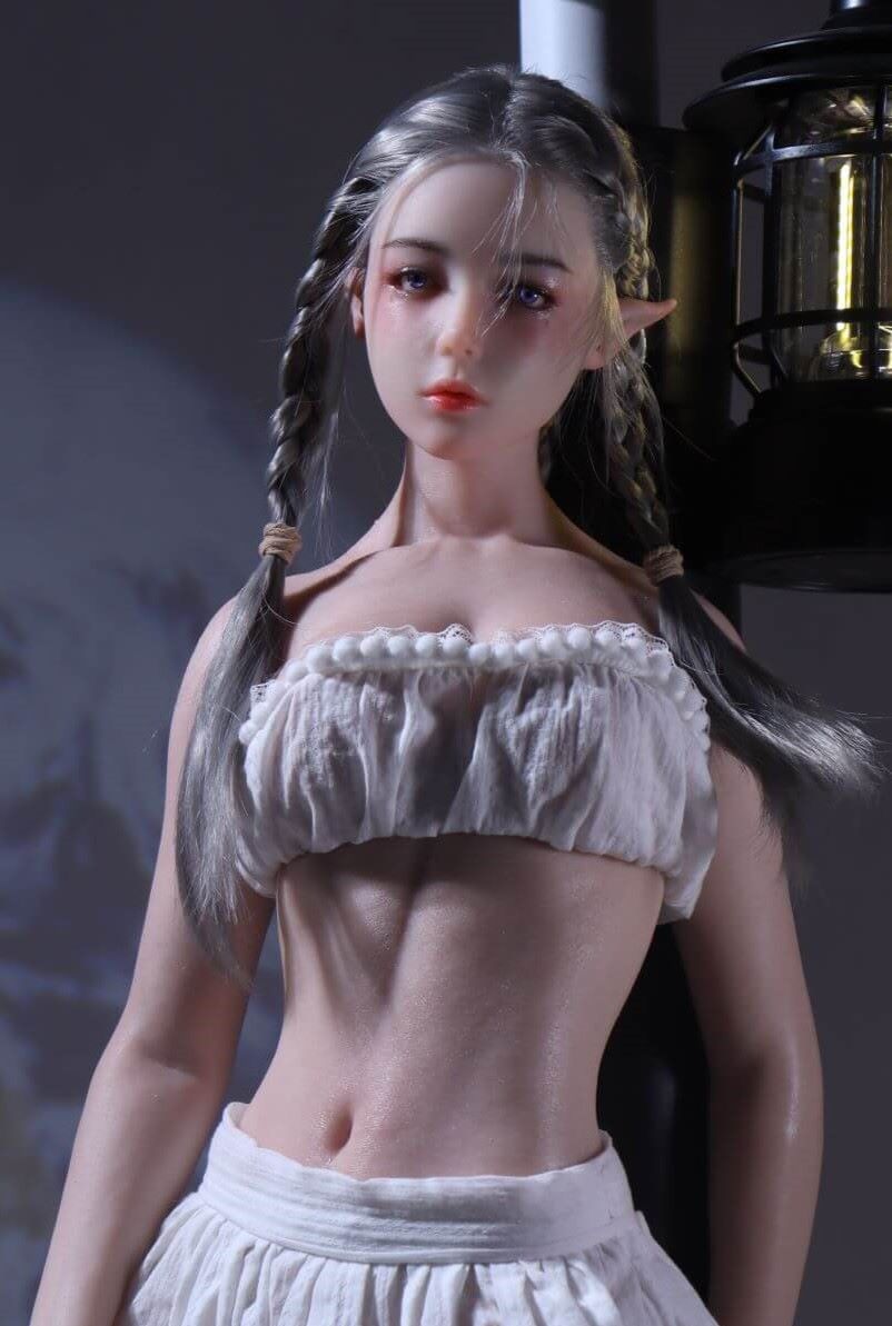 76cm Elf hentai Frieren, a Succubus mini elf sex doll looking at you under the moonlight