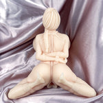 Load image into Gallery viewer, Anime bondgae figurine doll Anna showing her sexy back and erotic ass, with her legs up

