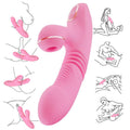 Thrusting Dildo Rabbit Vibrator, Clit Sucking Handsfree Double Stimulator