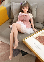 Load image into Gallery viewer, Realistic 65cm petite sex doll, brunette japanese waifu Chizuru and her slim sexy legs
