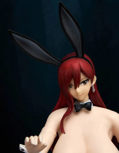 A closed look of face of hentai bunny girl 1/4 scale figure Erza Scarlet, she is a Fairy Tail 50cm sex doll