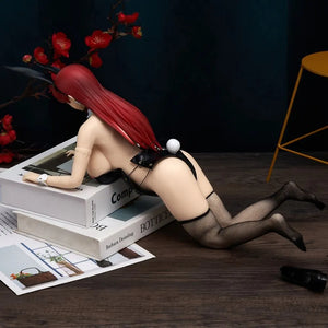 1/4 scale Hentai bunny girl figure Erza Scarlet lying on the books