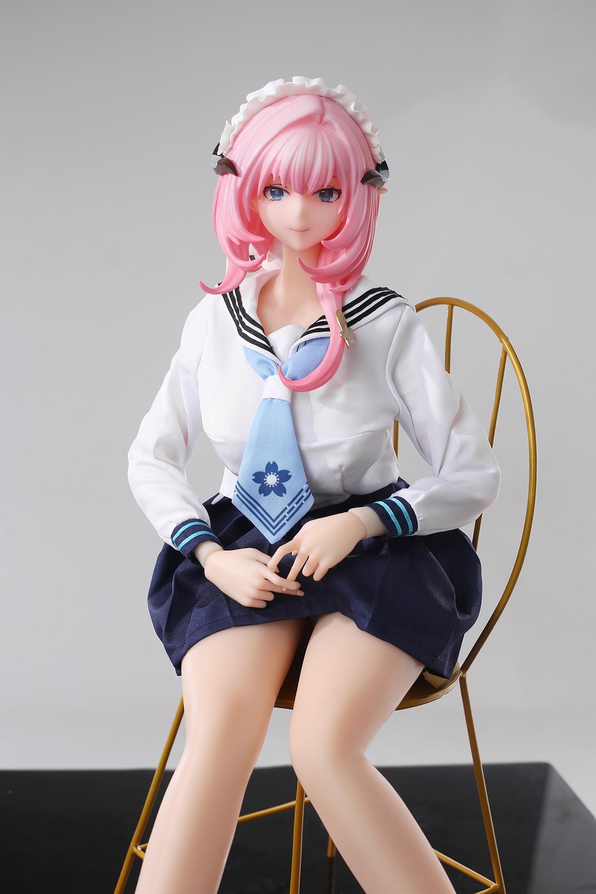 Honkai Sex Doll Elysia, Ahegao Pink Hair Hentai Figure (Sailor Uniform)