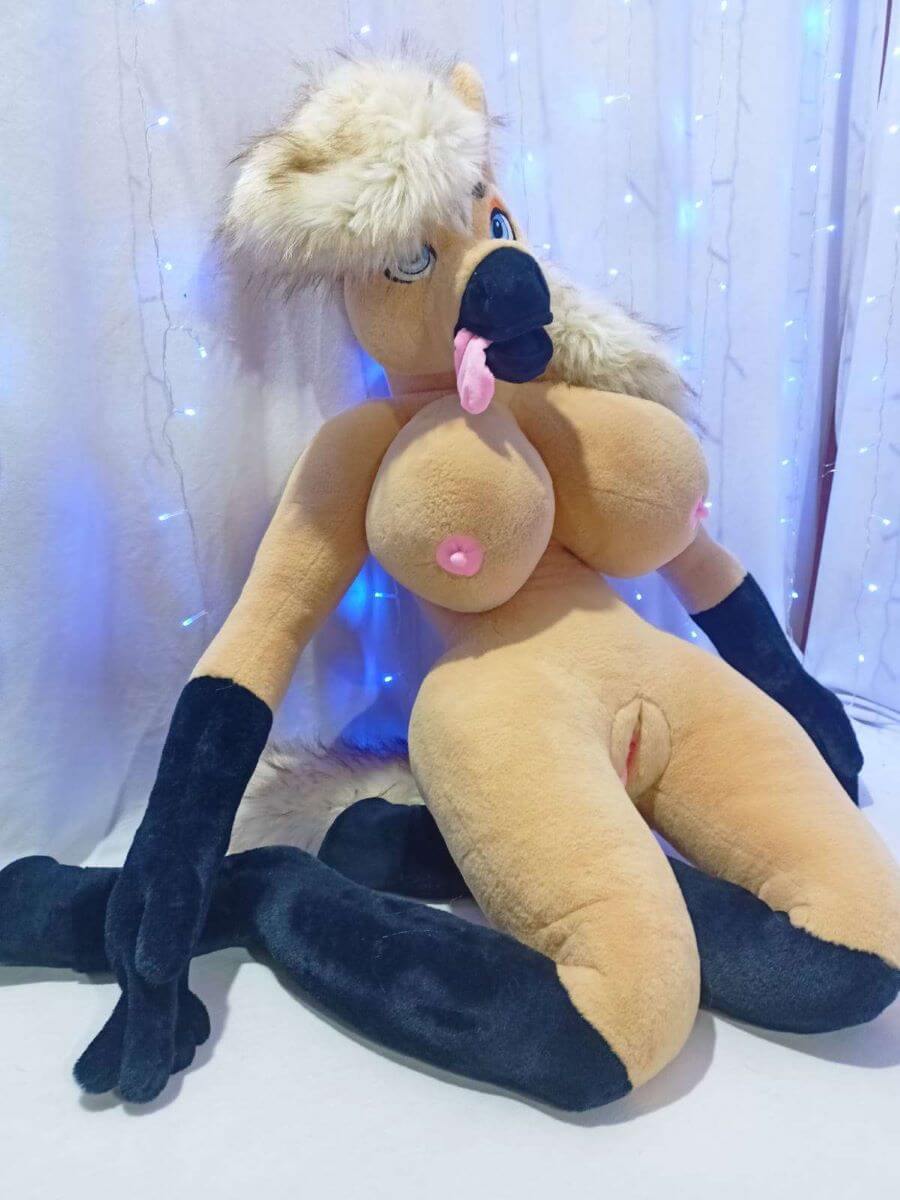 Mare Plush furry sex doll, kinky horse plush sex doll sitting with her naked body