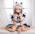 Load image into Gallery viewer, 65cm mini realistic sex doll, white hair petite maid girl Gwendoline in wariza position
