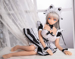 Load image into Gallery viewer, Mini realistic sex doll, 65cm petite white hair maid Gwendoline in maid costume
