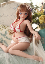 Load image into Gallery viewer, Mini realistic 65cm sex doll, anime cute petite sex doll Mina in wariza position
