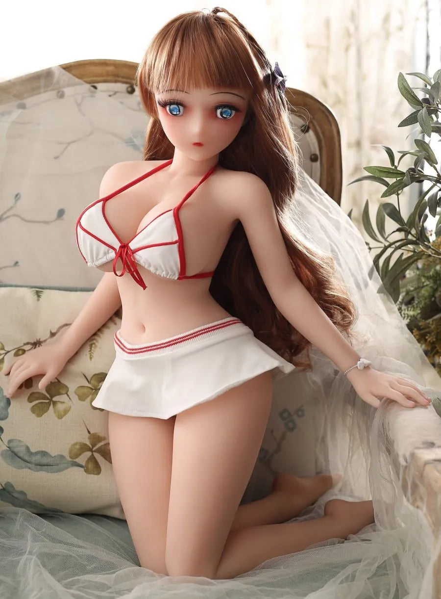 Mini realistic 65cm sex doll, anime cute petite sex doll Mina on knees