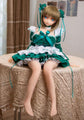 Mini realistic sex doll, 68cm cute petite girl Emily sittign on a table