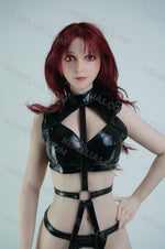 Load image into Gallery viewer, Mini Sex Doll Bondage Queen Cathy, Red Hair Dark Leather Hentai Figure
