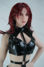 Load image into Gallery viewer, Mini Sex Doll Bondage Queen Cathy, Red Hair Dark Leather Hentai Figure
