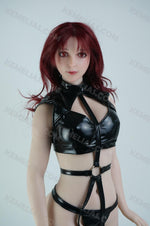 Load image into Gallery viewer, Mini Sex Doll Bondage Queen Cathy, Red Hair Dark Leather Hentai Figure
