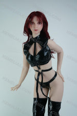 Load image into Gallery viewer, Mini Sex Doll Bondage Queen Cathy, Red Hair Dark Leather Hentai Figure
