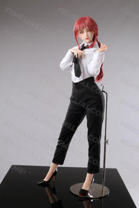 Realistic 76cm Makima Mini Sex Doll, Red Ponytail Handsome Hentai Figure