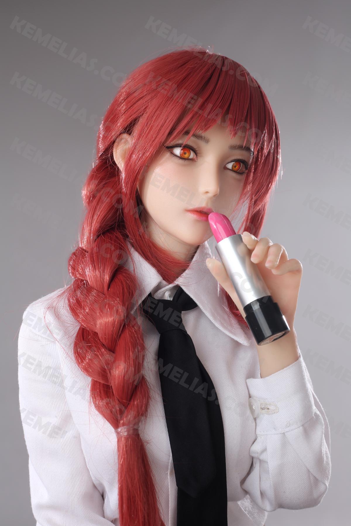 Realistic 76cm Makima Mini Sex Doll, Red Ponytail Handsome Hentai Figure