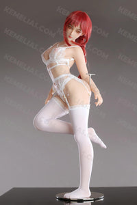 Realistic 76cm Makima Mini Sex Doll, Red Ponytail Handsome Hentai Figure