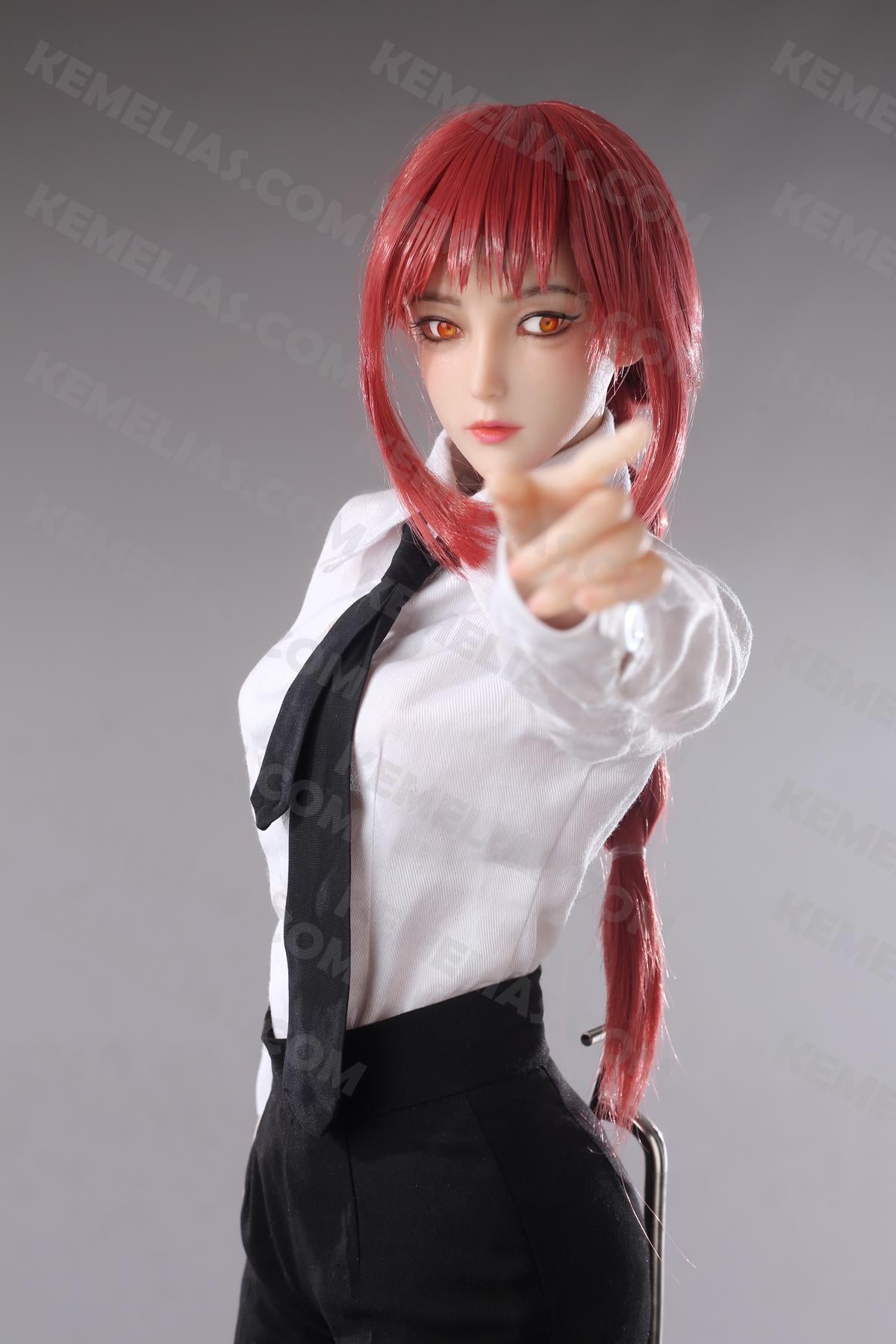 Realistic 76cm Makima Mini Sex Doll, Red Ponytail Handsome Hentai Figure