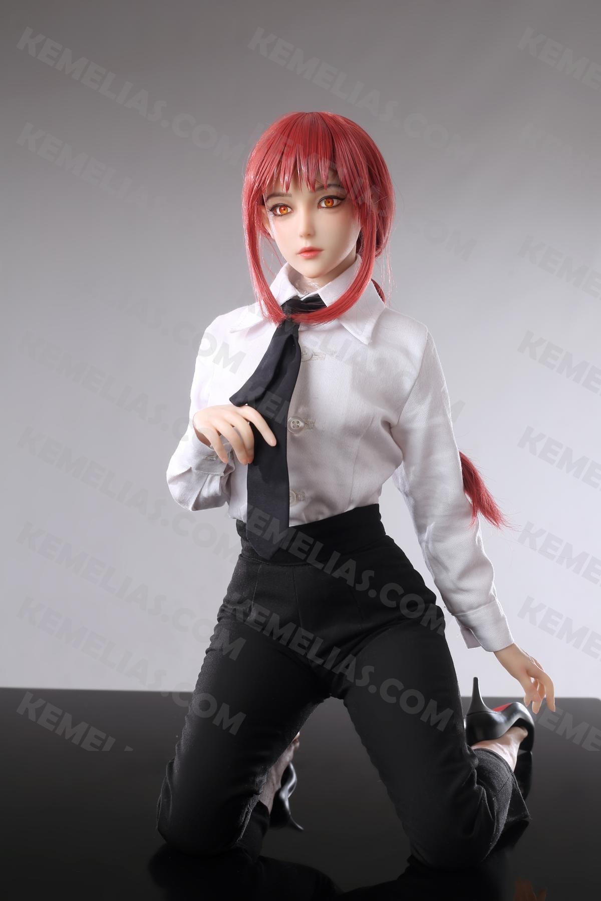 Realistic 76cm Makima Mini Sex Doll, Red Ponytail Handsome Hentai Figure