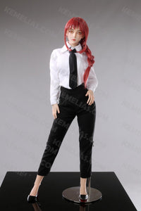 Realistic 76cm Makima Mini Sex Doll, Red Ponytail Handsome Hentai Figure