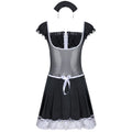 Sexy French Maid Costume for cosplay, Lace Apron Outifit with Ribbons and Headgear, the back image