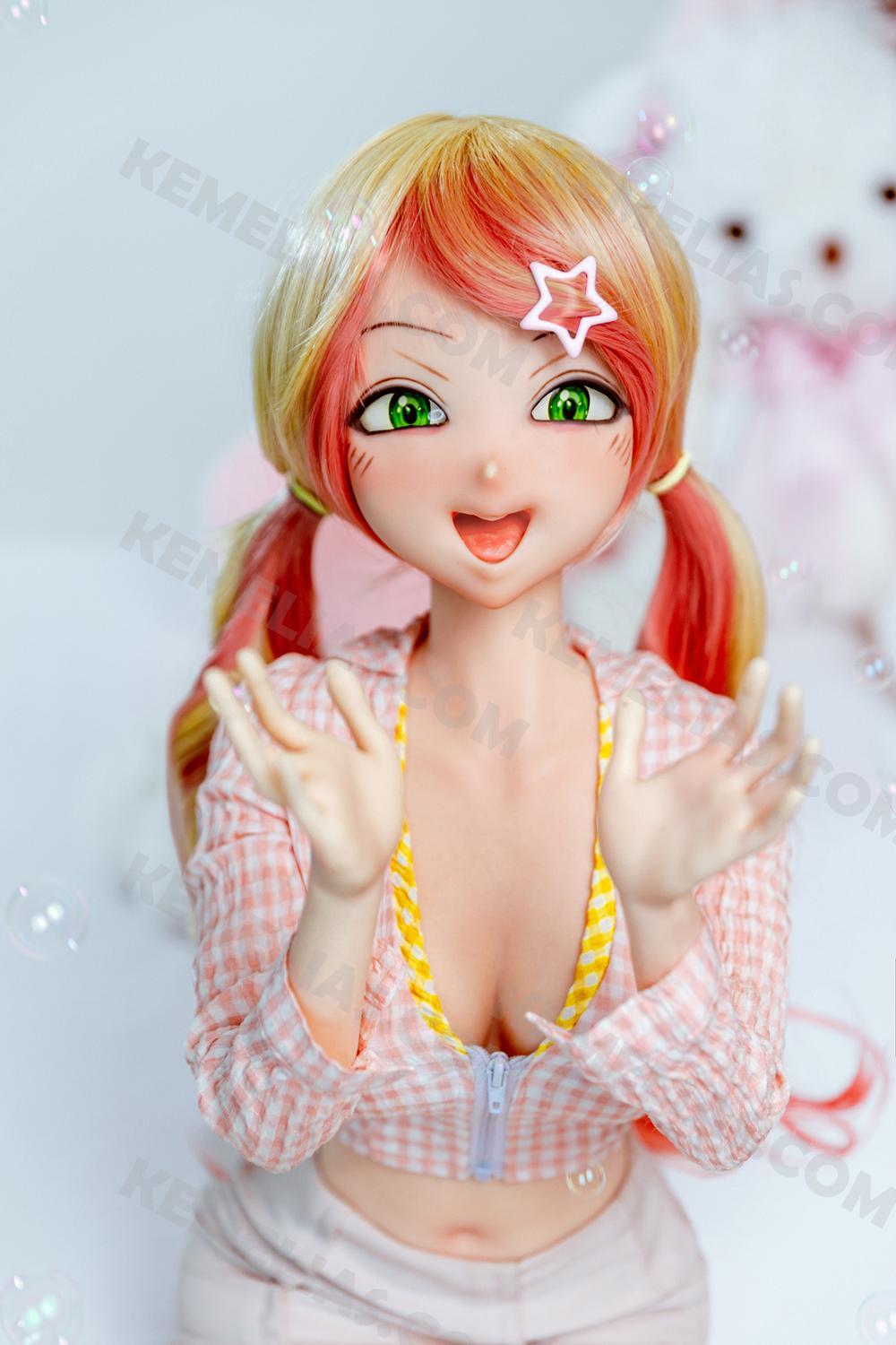 Twintails Anime Sex Doll Pixie, 85cm Mini Sex Doll with Hentai Lewd Smile