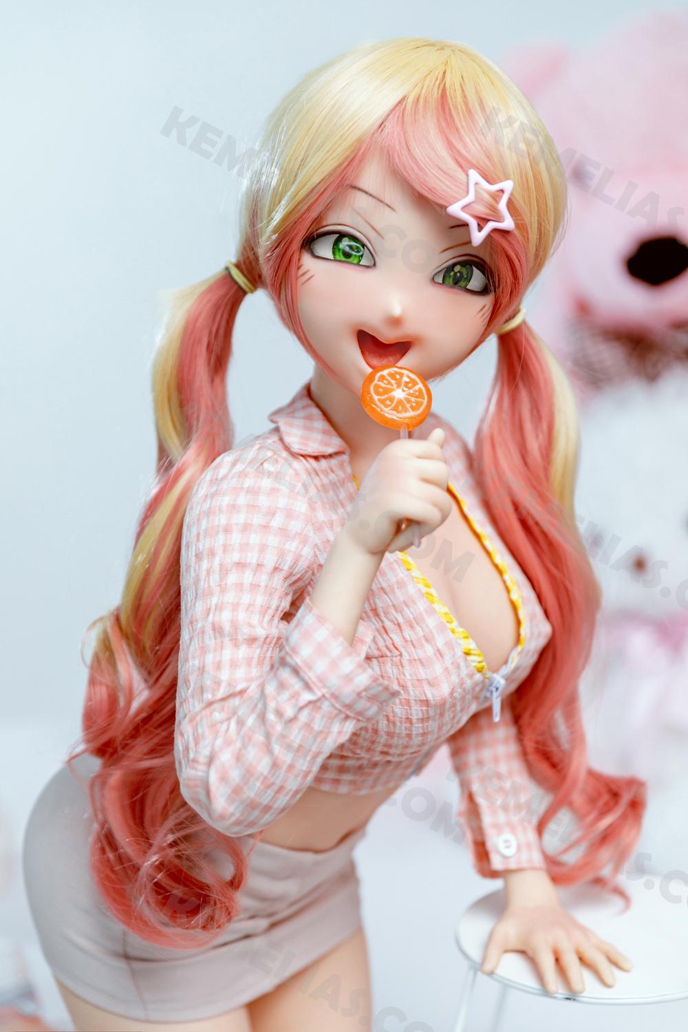 Twintails Anime Sex Doll Pixie, 85cm Mini Sex Doll with Hentai Lewd Smile