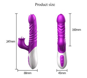 Clit Licking & Thrusting Rabbit Vibrator, Realistic Tongue Dildo, G-Sp Kemelia Clit Licking & Thrusting Rabbit Vibrator, Realistic Tongue Dildo, G-Sp Kemelia