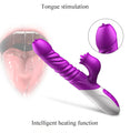 Clit Licking & Thrusting Rabbit Vibrator, Realistic Tongue Dildo, G-Spot Stimulator