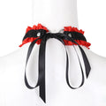 Black and Red Butterfly Neck Collar and Wrist Cuffs with Chain