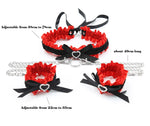 Load image into Gallery viewer, Black and Red Butterfly Neck Collar and Wrist Cuffs with Chain
