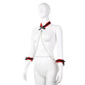 Black and Red Butterfly Neck Collar and Wrist Cuffs with Chain