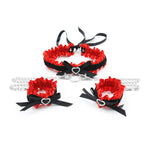 Load image into Gallery viewer, Black and Red Butterfly Neck Collar and Wrist Cuffs with Chain
