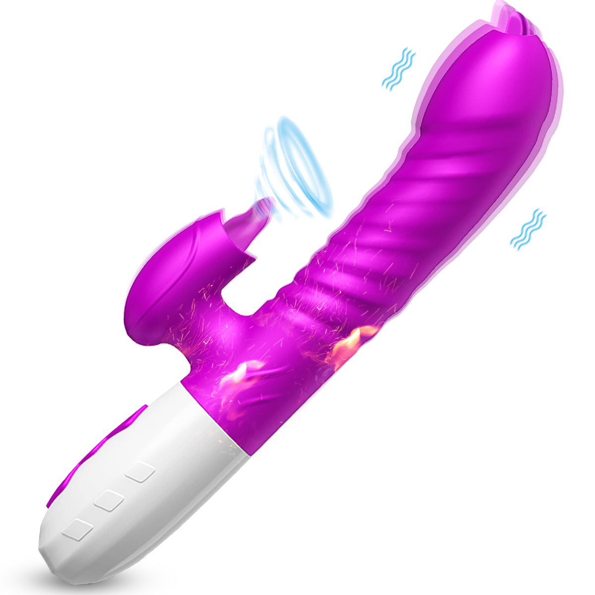 Double Tongue Vibrator Telescopic Rotating Dildo