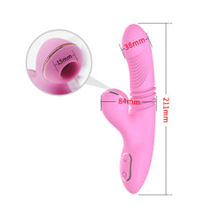 Thrusting Dildo Rabbit Vibrator, Clit Sucking Handsfree Double Stimula   Kemelia